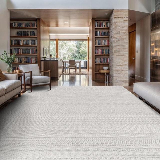 Luul Home Micro Loop Indoor Rug White 6x9 Boho Geometric Neutral Area Rugs for Living Room Soft Luxury Modern Low and High Pile Durable Stain Resistant Non-Shedding Indoor Area Carpet 6 x 9