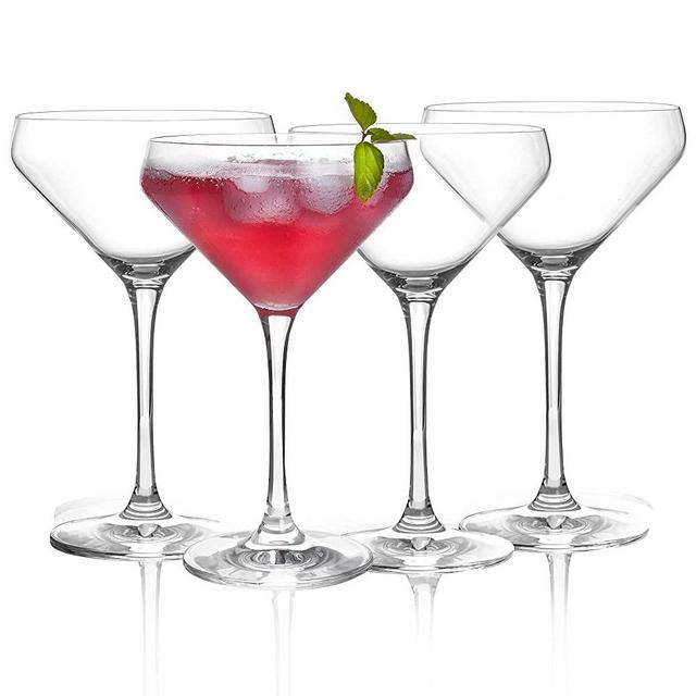 JEKOSEN Crystal Martini Cocktail Glasses 10 Ounce Set of 4 Premium Strong Lead-Free Clear