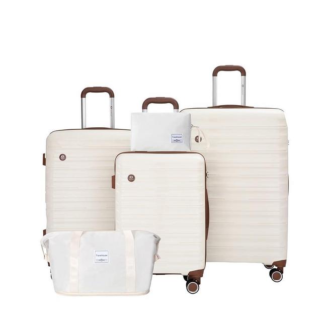 Travelhouse Luggage Sets 5 Piece Suitcases with Wheels ABS Hardshell Suitcase Set Spinner Wheels Carry on Suitcase with TSA Lock Durable Waterproof Travel Luggage (WHITE)