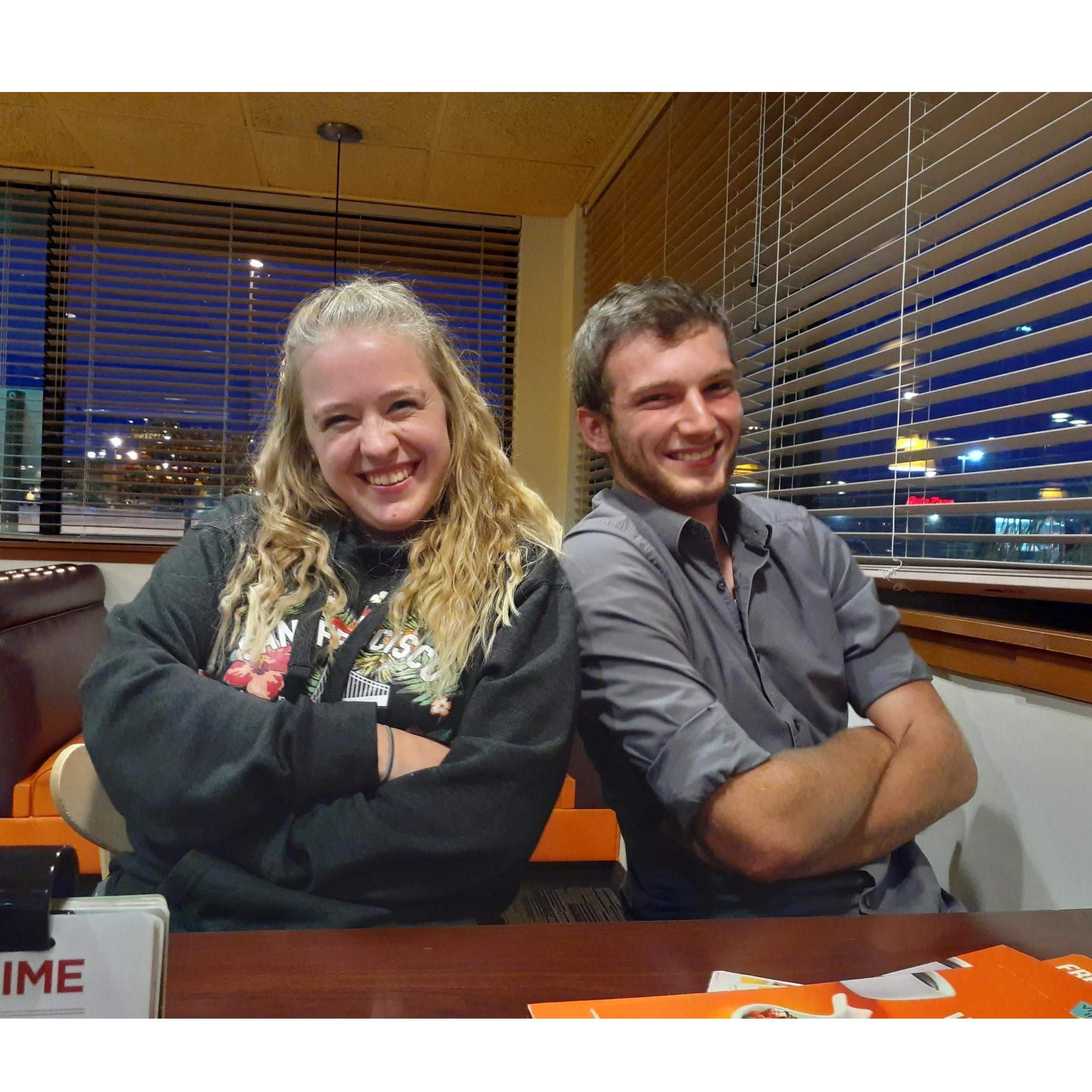 The night he asked to court me, where we ate Key Lime Pie and were basically afraid to look at each other, but our smiles were so wide and we were so happy. 
Magic.