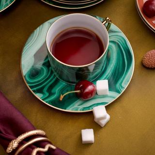 Malachite Espresso Cup & Saucer, Set of 2