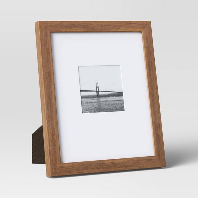 8" x 10" Matted to 5" x 7" Mid tone Wood Single Image Frame Brown - Threshold™