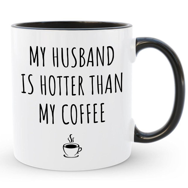 Giftbees My Husband Is Hotter Than My Coffee Mug, Birthday Christmas Anniversary Present Idea, Unique Funny Gift Idea for Husband from Wife, Valentines Day Gift for Him, 11 Oz Ceramic Tea Cup