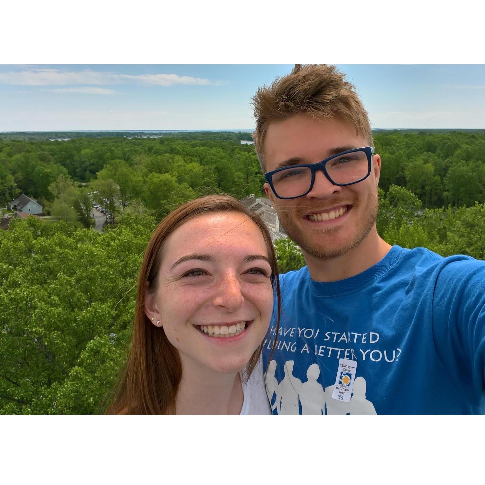 Beautiful view from the meteorological tower at the Smithsonian Environmental Research Center, where Devin interned.