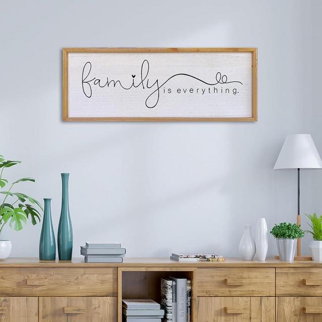 Family is Everything Wall Decor 32"x12" Living Room Large Warm Wood Framed Farmhouse Vintage Sign Home Beautiful And Simple Ready To Hang Hallway Entryway Wall Art Decoration (Wood)