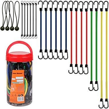 Cartman Bungee Cords Assortment Jar 24 Piece in Jar - Includes 10", 18", 24", 32", 40" Bungee Cord and 8" Canopy/Tarp Ball Ties
