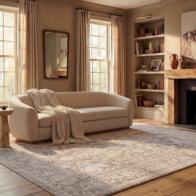 SAFAVIEH Area Rug 8x10 - Reflection Collection - Large - Beige & Cream, Non-Shedding & Easy Cleaning, Ideal for Living Room, Bedroom, Dining Space (RFT665A)