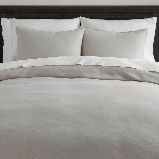 Light Gray European Linen Ribbed Duvet Cover, King/Cal. King