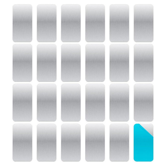 24pcs Adhesive Metal Plates for Magnetic Mounts, 2.36x1.18in Rectangular Iron Strips with Adhesive Backing for Magnets on Non-Steel Vents