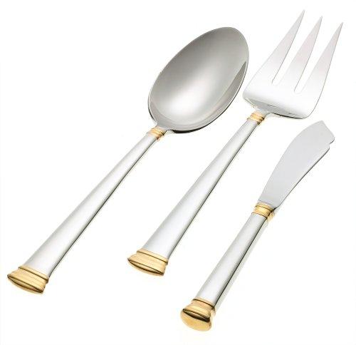 Lenox Eternal Gold 3-Piece Stainless Steel Flatware Serving Set , Silver and gold -