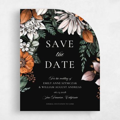 Black Half arch Wedding Save the Date - Gardner Bloom