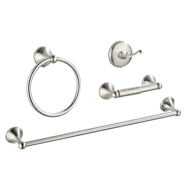 AGKXHDEC 4-Piece Bathroom Hardware Set: Brushed Nickel Bathroom Accessory Set, Towel Bar,Towel Ring,Toilet Paper Holder,Robe Hook, Wall Mounted,Optional Install Towel bar Length for 24 or 16 inch