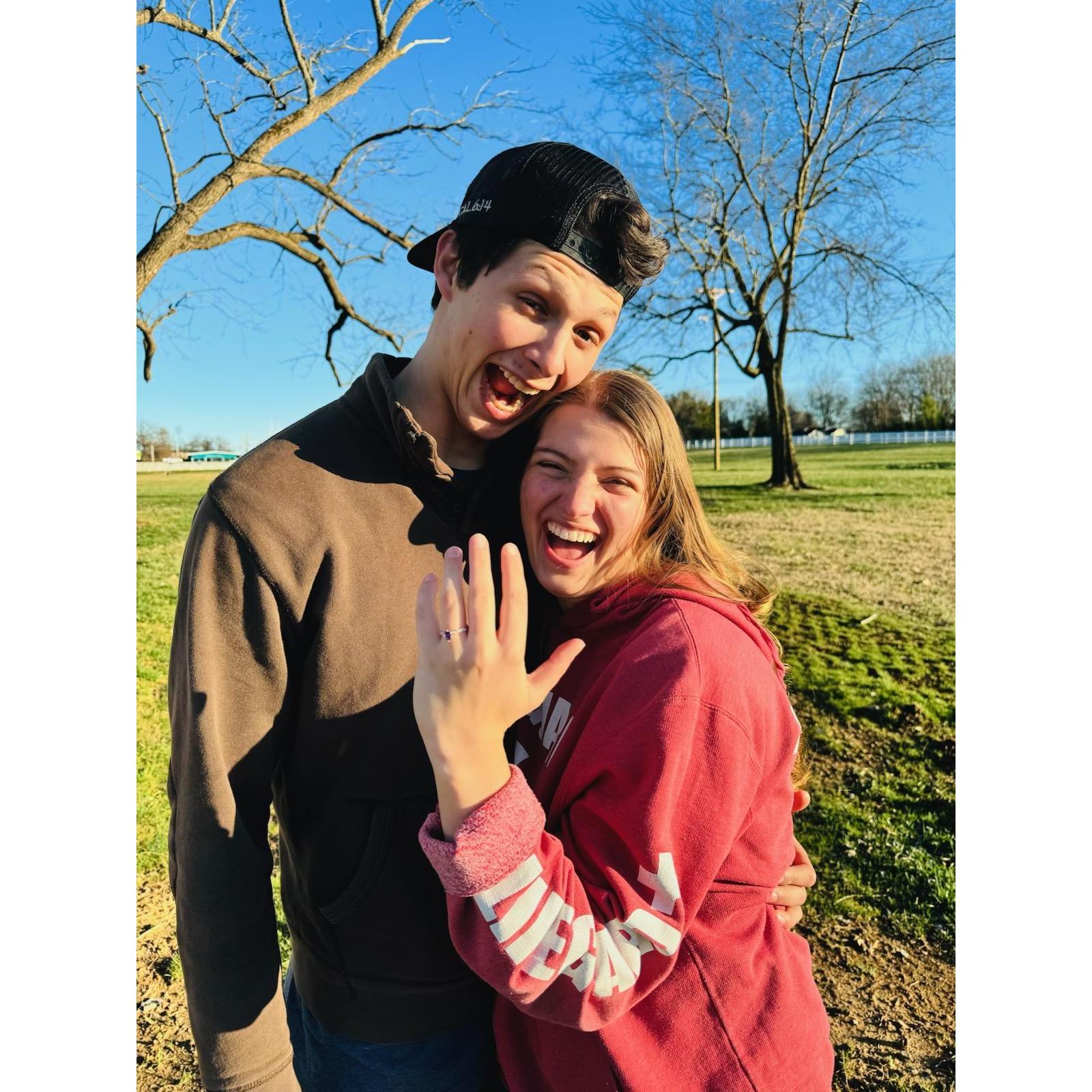 Engaged in our sweats! (We couldn't believe it was real)