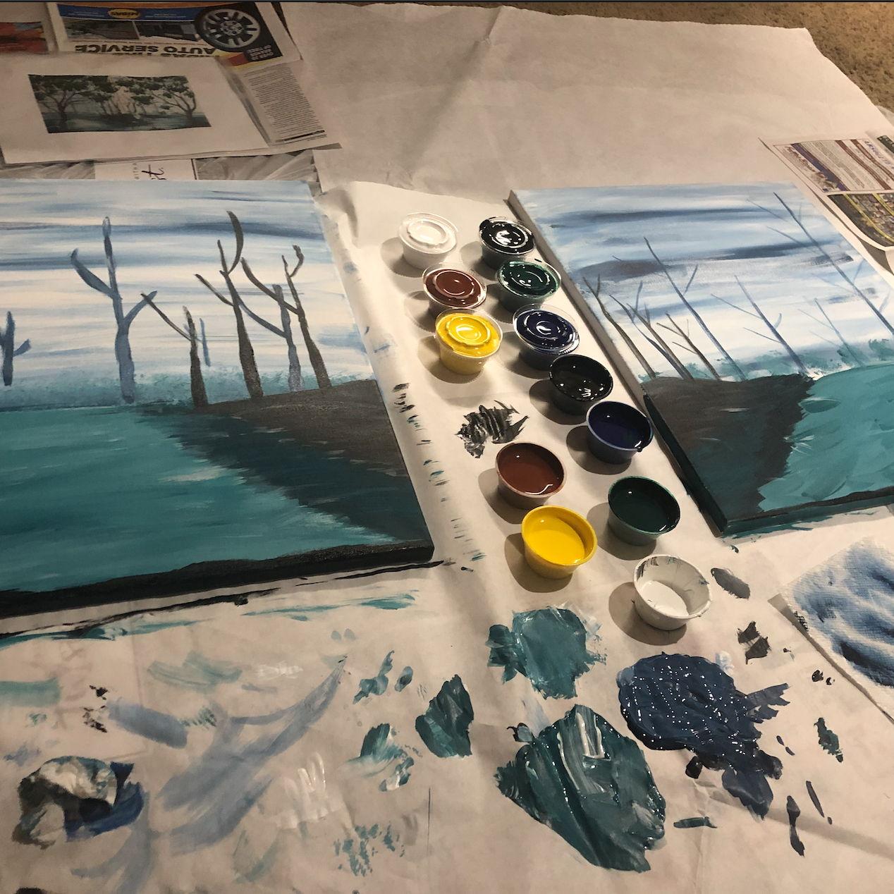 April 2020 - Had an at-home paint and sip date night, during covid