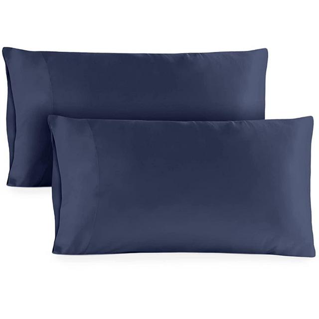 Hotel Sheets Direct Pillowcase Set – 2 Queen/Standard Cooling Pillow Cases - 20 x 30 Inch Bamboo Derived Covers – Navy Blue