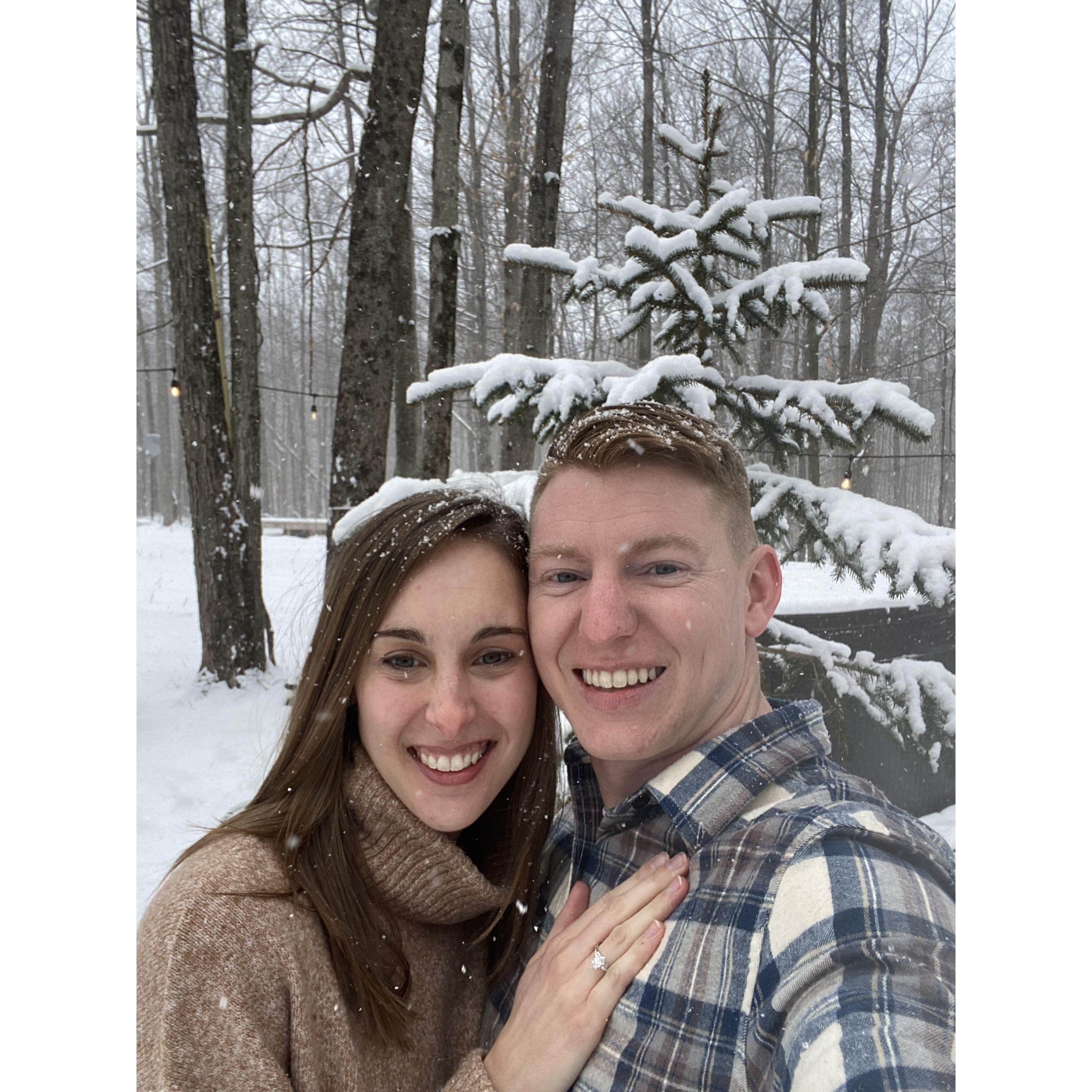 A little snow storm right after Mason's proposal!