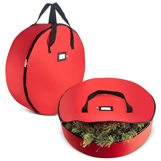 2-Pack Christmas Wreath Storage Bag 30" - Artificial Wreaths, Durable Handles, Dual Zipper & Card Slot, Holiday Xmas Tear Resistant Storage Container 420D Oxford Fabric