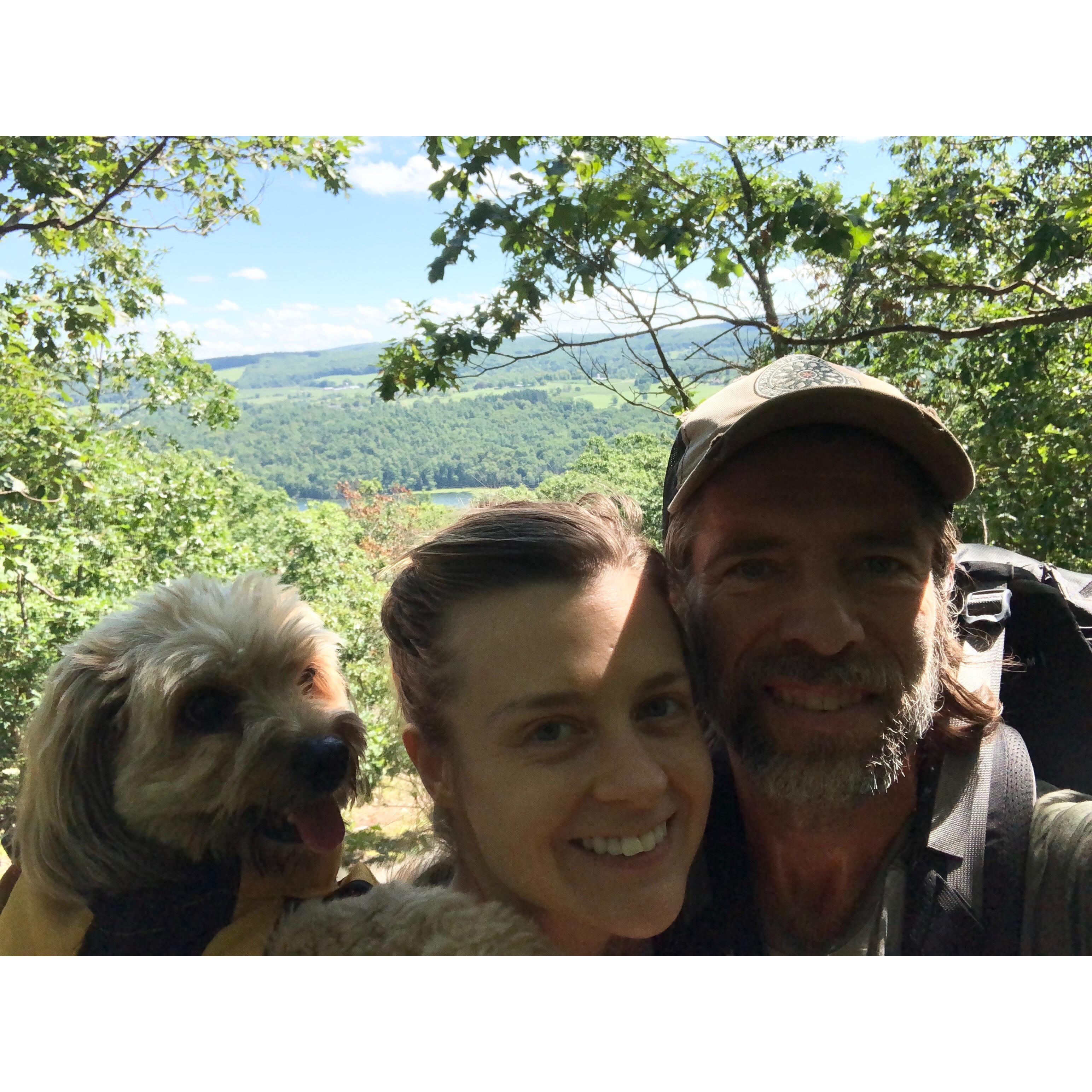Our pack! Another thing I cherish Erik for is how he loves and cares for Wilson, my 14 year old pup. Erik carries him on hikes when the going gets tough so we don't have to leave our friend behind!