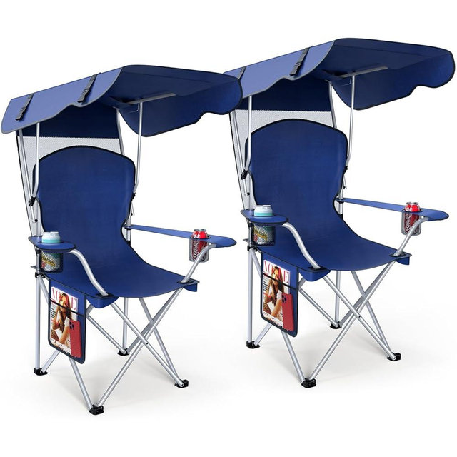 VTOY Portable Camping Chair with Canopy - Folding Chair with Canopy, Durable 600D Oxford Canopy Chair for Camping, Beach, Picnics, Fishing & Sports