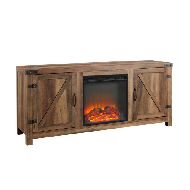 Forest Gate Wheatland 58 Inch Barn Door Electric Fireplace TV Stand in Rustic Oak