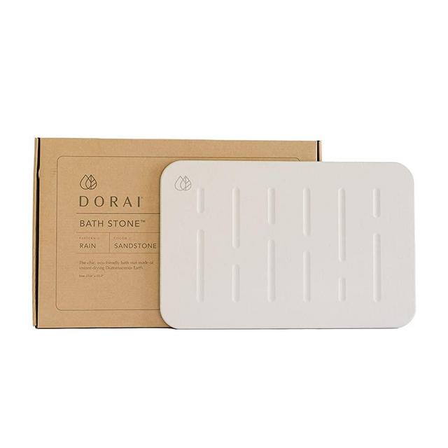 Dorai Home Bath Stone – Luxury Bath Mat – Instantly Removes Water – Non-Slip Surface – Modern and Stylish Design – Rubberized Bottom Pad – Rain Sandstone