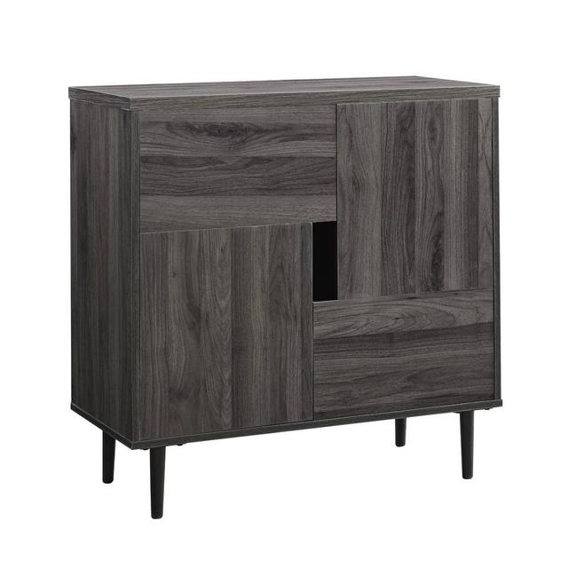 Modern Accent Cabinet with Color Pop Interior Slate Gray/Red - Saracina Home