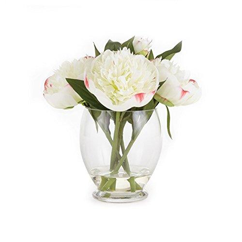 Peony 9" Arrangement in VASE White