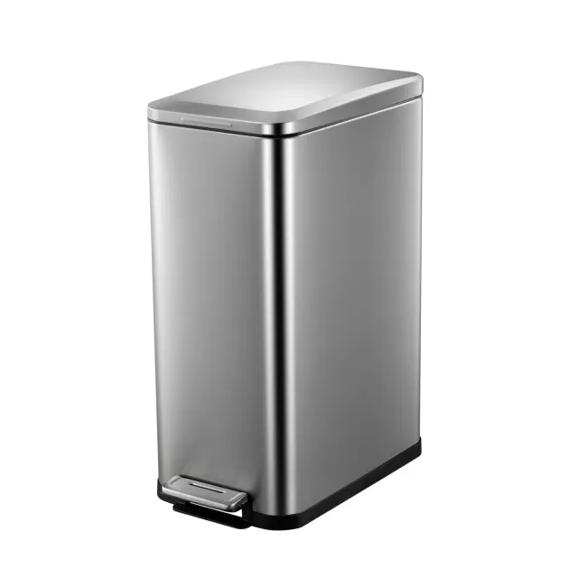 13.2 Gallon Stainless Steel Step Trash Can - Soft-Close Lid, Fingerprint Resistant, with Removable Inner Bucket for Kitchen, Dining Room, Silver