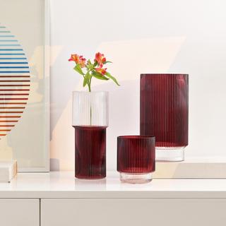 Zinc 3-Piece Fluted Glass Vase Set