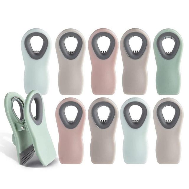 COOK WITH COLOR 10 Pc Bag Clips with Magnet- Food Clips, Chip Clips, Bag Clips for Food Storage with Air Tight Seal Grip for Bread Bags, Snack Bags and Food Bags (Mint and Grey)