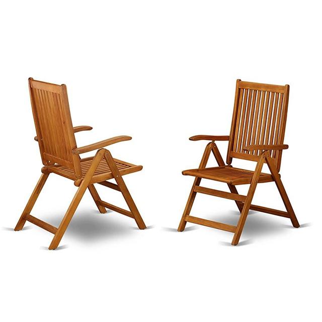 5 Position Outdoor folding arm Chair made from Solid Acacia Wood -Set of two