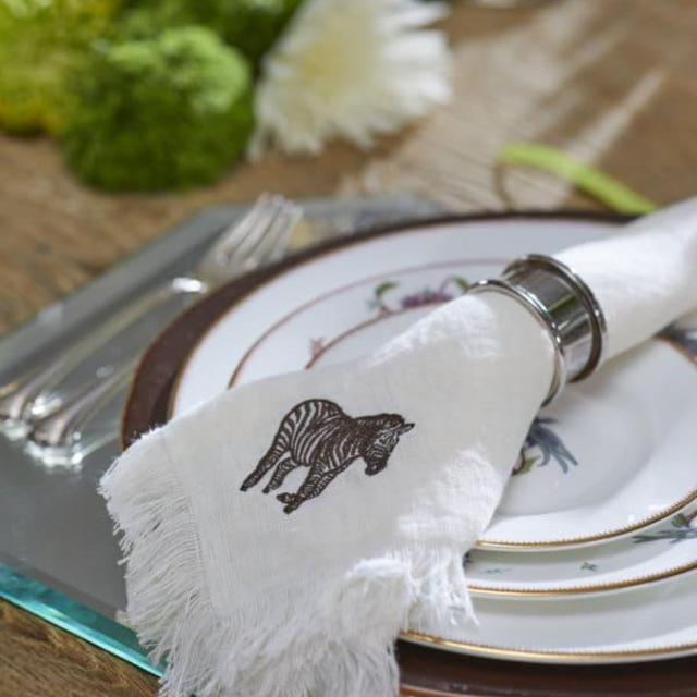 Coley Home Embroidered Linen Napkins, Set of 4, Customized