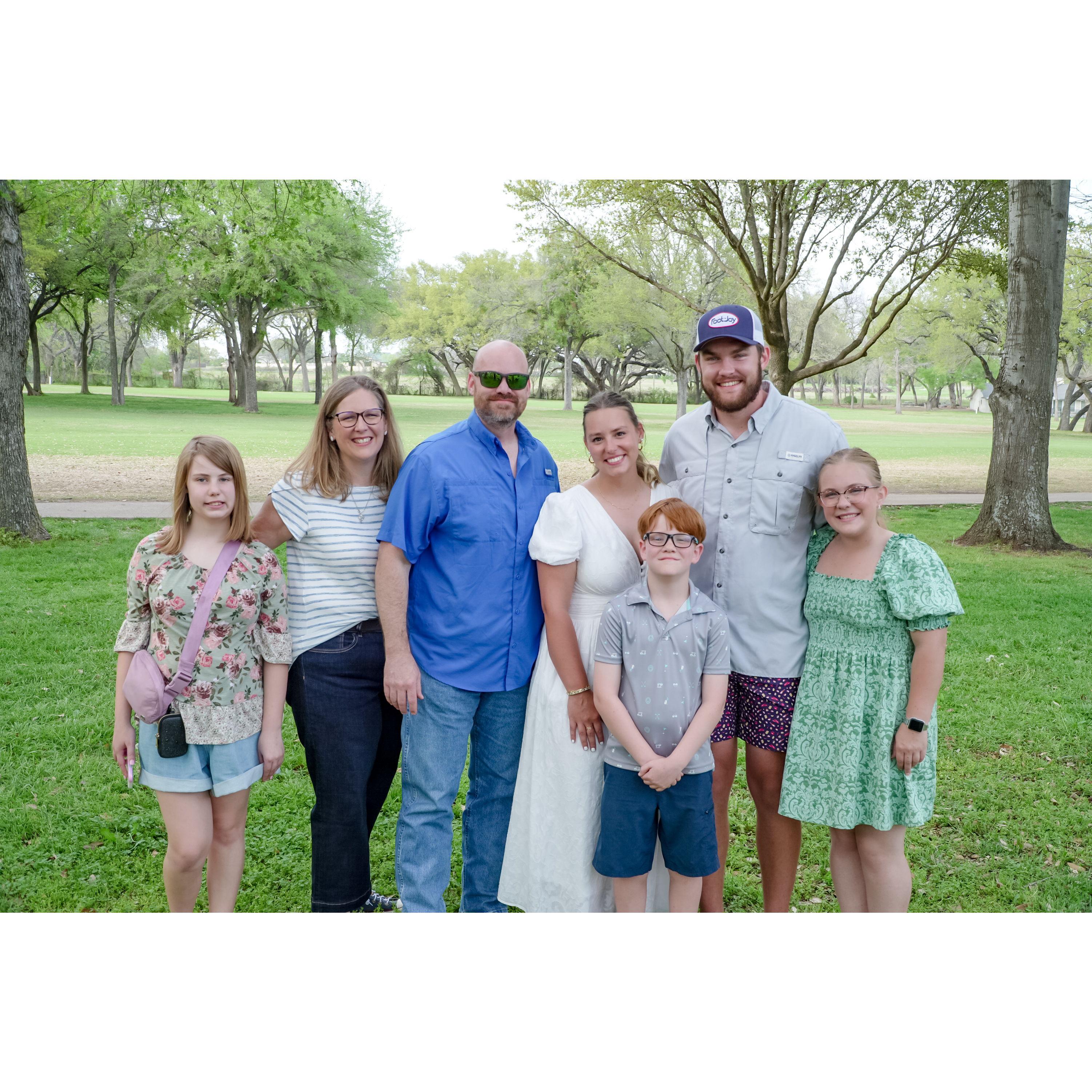 The Engagement Party- The Clenney Family (from left to right) Chayse (13), Christie, Trevor, Skyler, Wesley (9), Blake, Avery (19 & Maid of Honor)