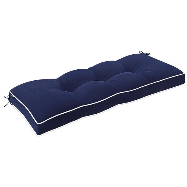 Favoyard Outdoor Bench Cushion 48 x 16 Inch Water-Resistant & 3-Year Fade Resistant Patio Furniture Cushions Tufted Garden Seat Pads for Indoor/Outdoor Porch Sofa Settee Couch with Ties, Blue