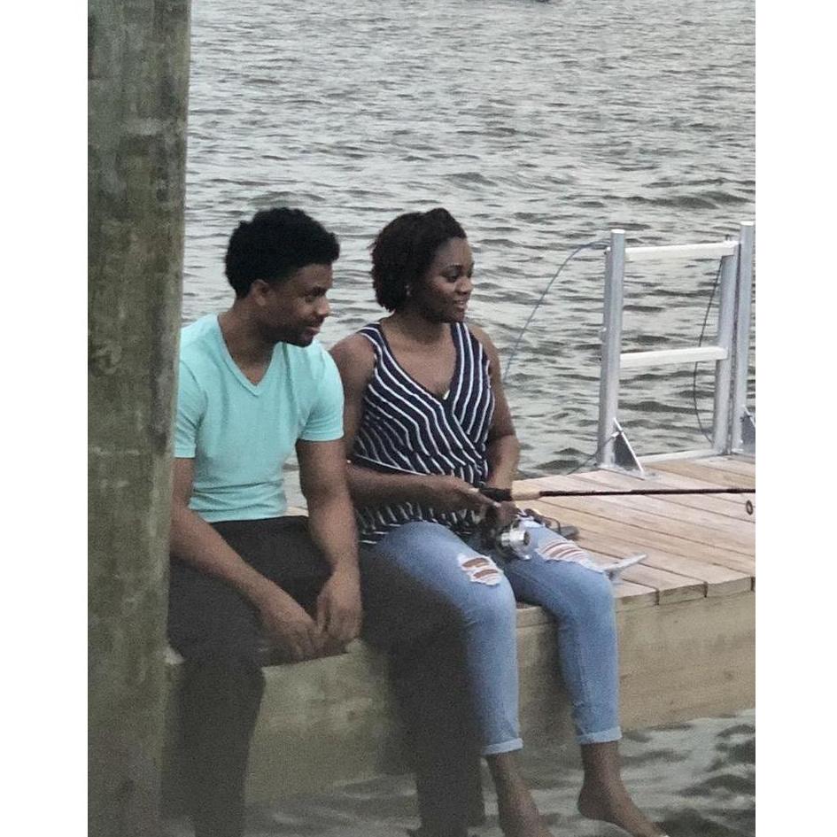 Sitting on the dock of the bay, watching the tide roll away and trying to catch fish (Deron was the only one who did)