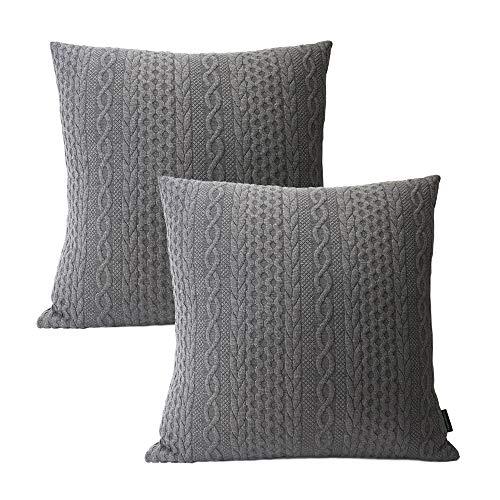 Booque Valley Decorative Gray Pillow Covers, Pack of 2 Super Soft Elegant Modern Embossed Patterned Cushion Covers Throw Pillow Cases for Sofa Bed Car Chair, 18 x 18 inch(Dark Grey)