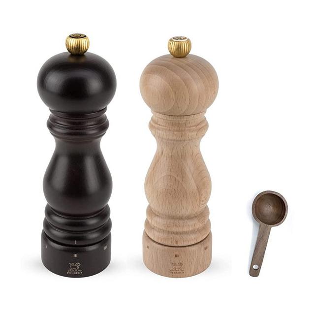 Peugeot Paris u'Select Salt & Pepper Mill, Inch, Chocolate/Natural - With Wooden Spice Scoop (7 inch)