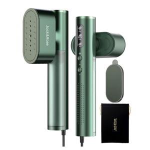 Jack & Rose Travel Steamer & Iron 2 In 1, Portable Garment Steamer, 15s Heat Up, Large Ceramic Heat Panel, 100-220V for Global Traveling- Green