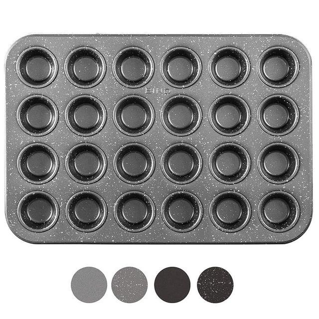 BINO Bakeware Nonstick Mini Muffin Pan, 24 Cup - Speckled Gunmetal | Premium Quality Cupcake Pan with Nonstick Technology | Dishwasher Safe | Non-Toxic