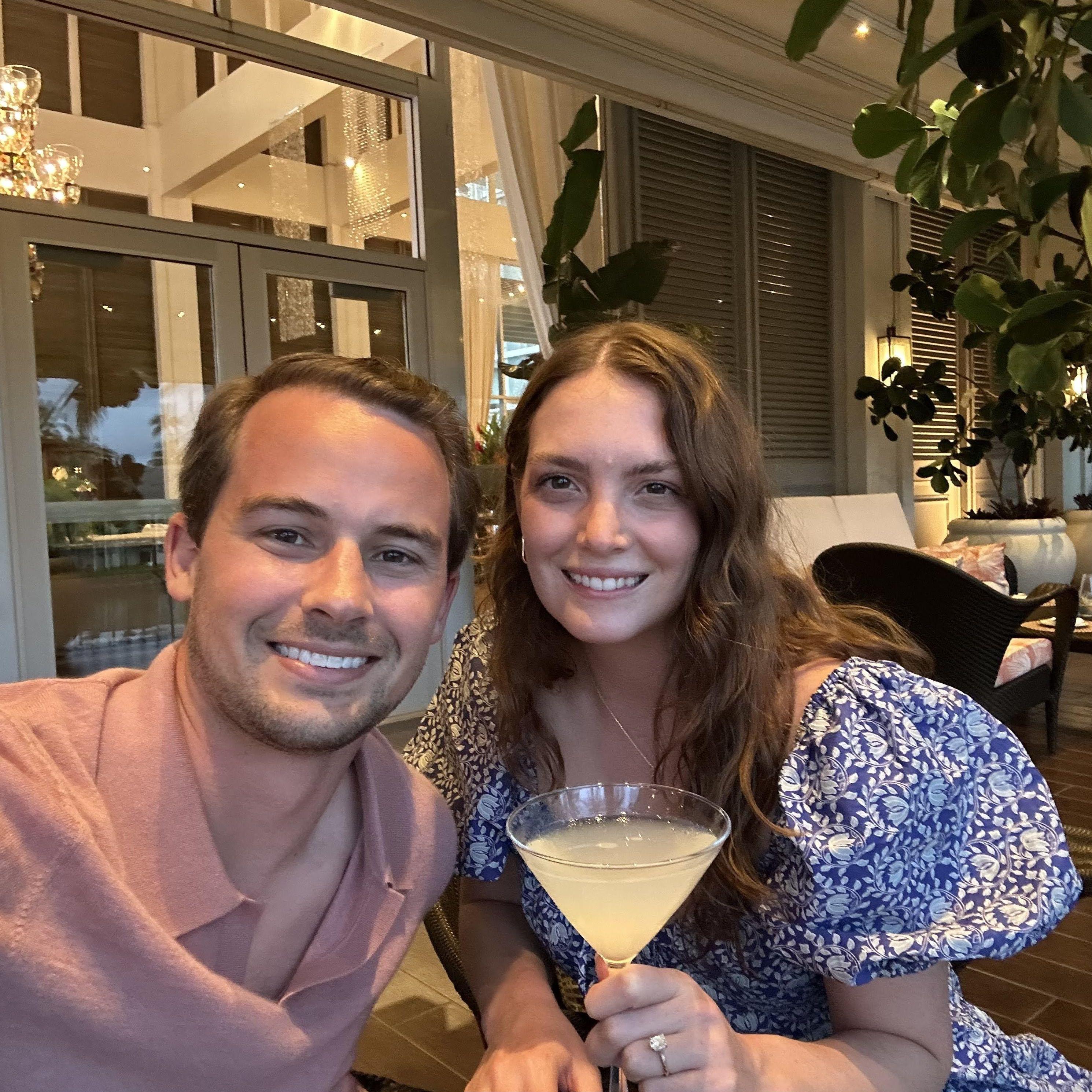 Enjoying drinks after the proposal :)
