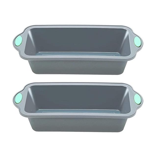 To encounter 9 Inch Silicone Bread and Loaf Pan, 2 Pack Food Grade Nonstick Silicone Molds for Baking Banana Bread, Meat Loaf, Pound Cake with Metal Reinforced Frame More Strength