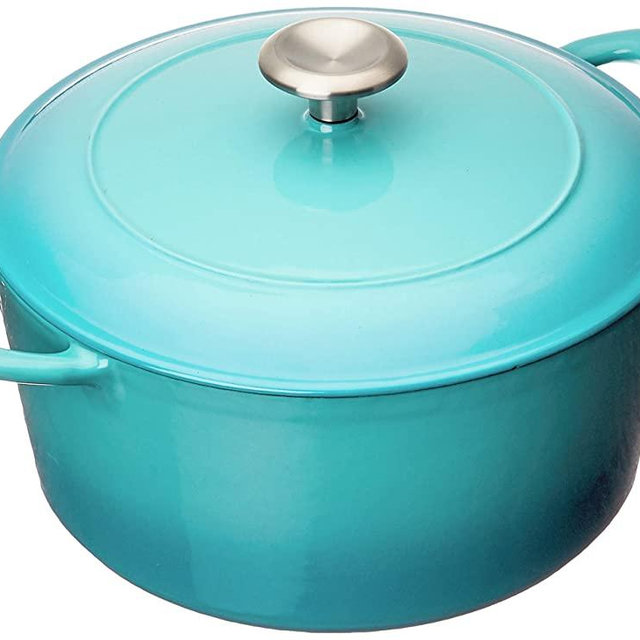 Tramontina 80131/036DS Enameled Cast Iron Covered Round Dutch Oven, 5.5-Quart, Medium Blue