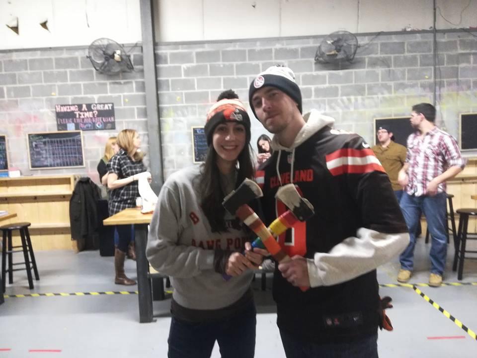 Fun with friends (Matt and Joanna!) after a Brown's game; December 2018