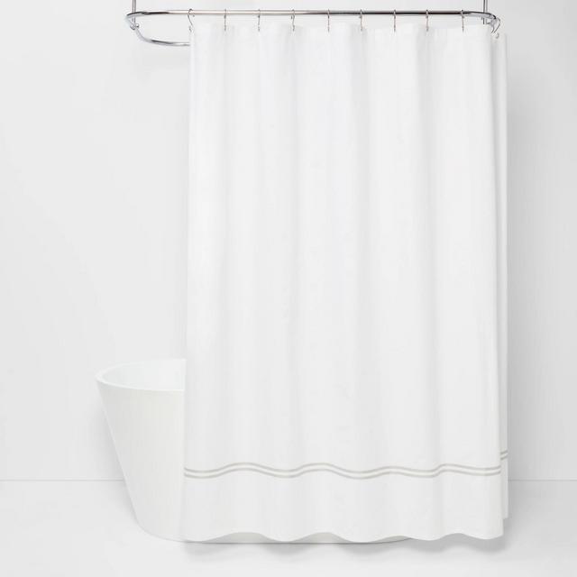 Ribbon Border Shower Curtain Gray - Threshold™