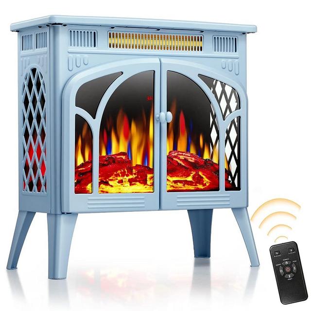 Xbeauty Electric Fireplace-Fireplace Stove with 3D Flame Effect Freestanding Electric Fireplace Heater Portable Electric Fireplace Heater Indoor Electric Stove Heater with Remote Control,Blue