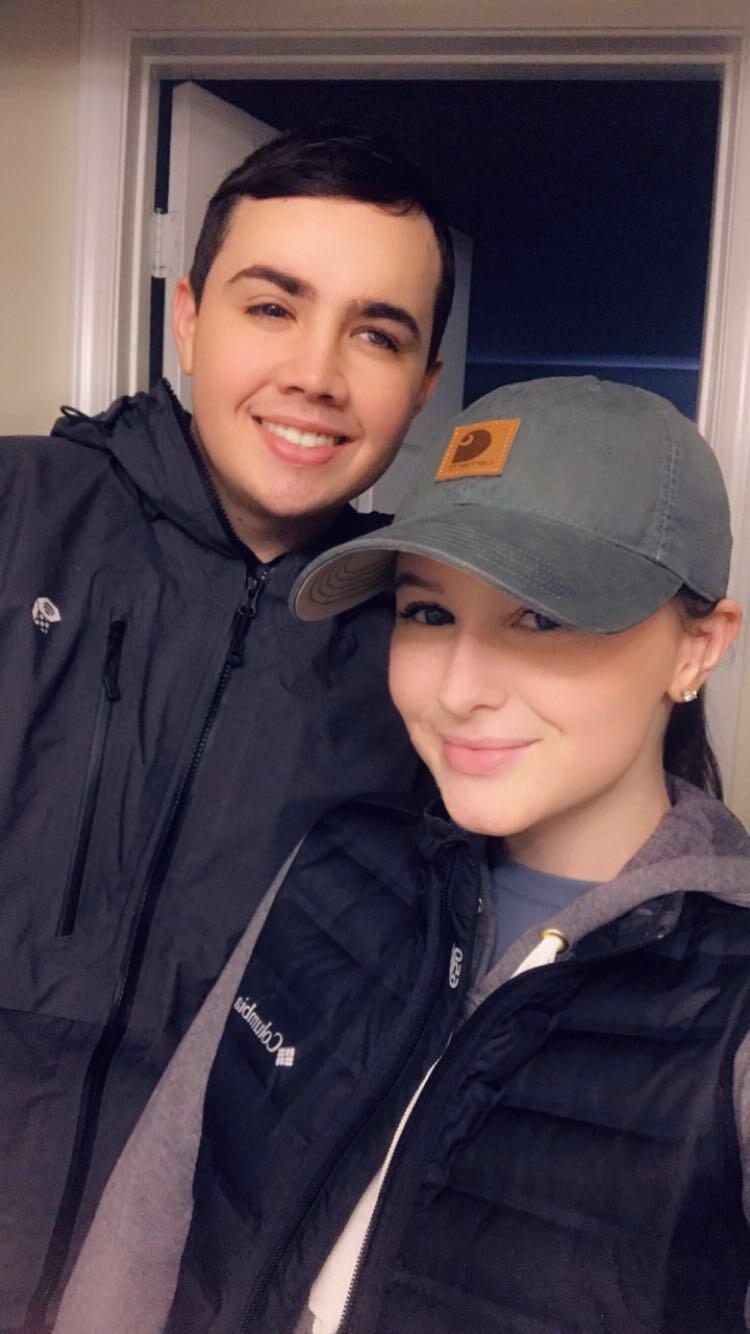 Dustin and Maya preparing for a hike 2019