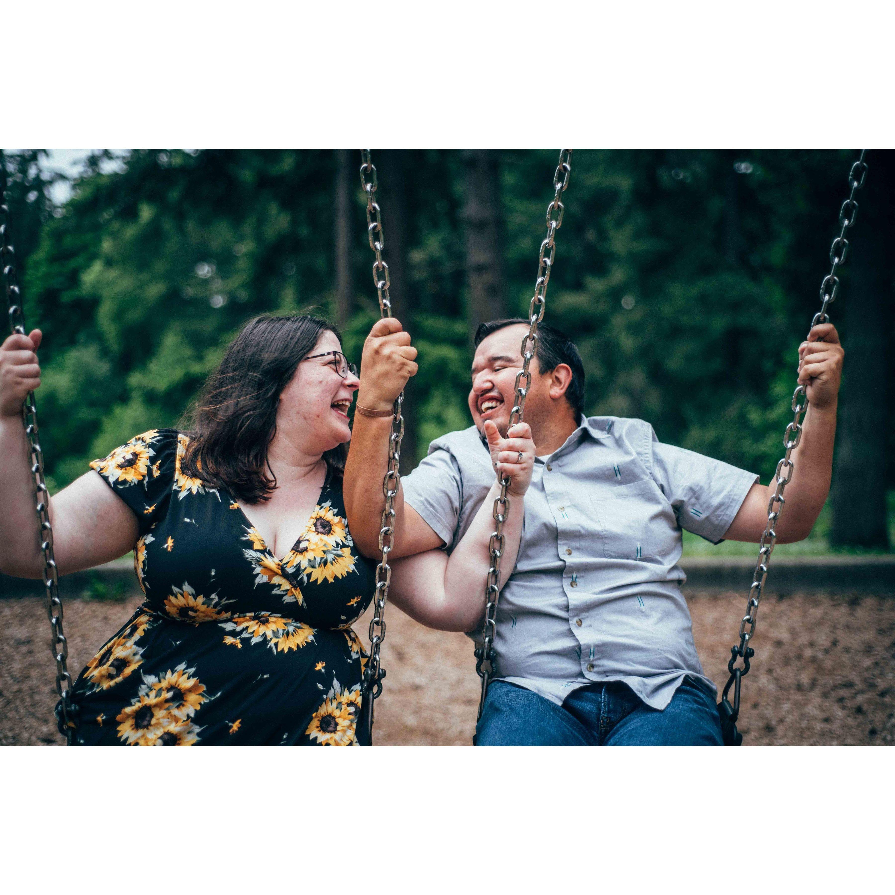 having fun for our engagement photos May 2023