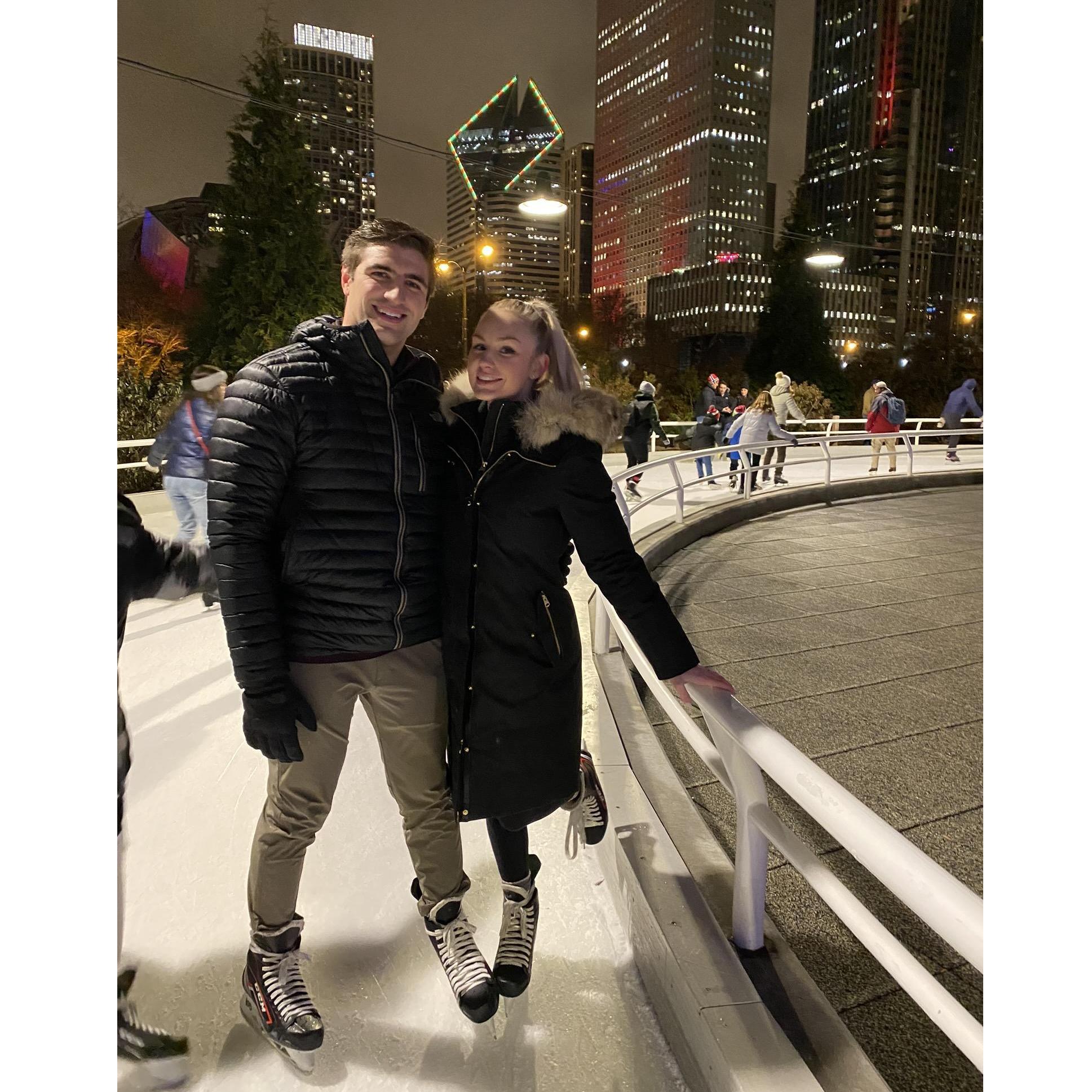Ice skating in Chicago