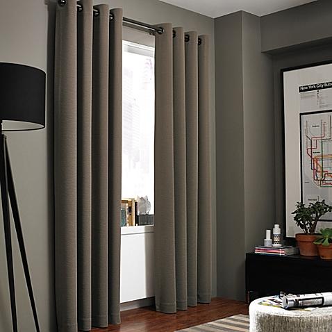 Kenneth Cole Reaction Home Gotham Texture 84-Inch Lined Grommet Window Curtain Panel in Midnight