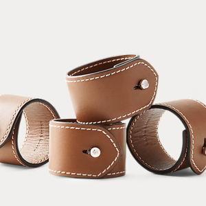 Ralph Lauren Wyatt Napkin Ring - Brown Leather (Set of 4)